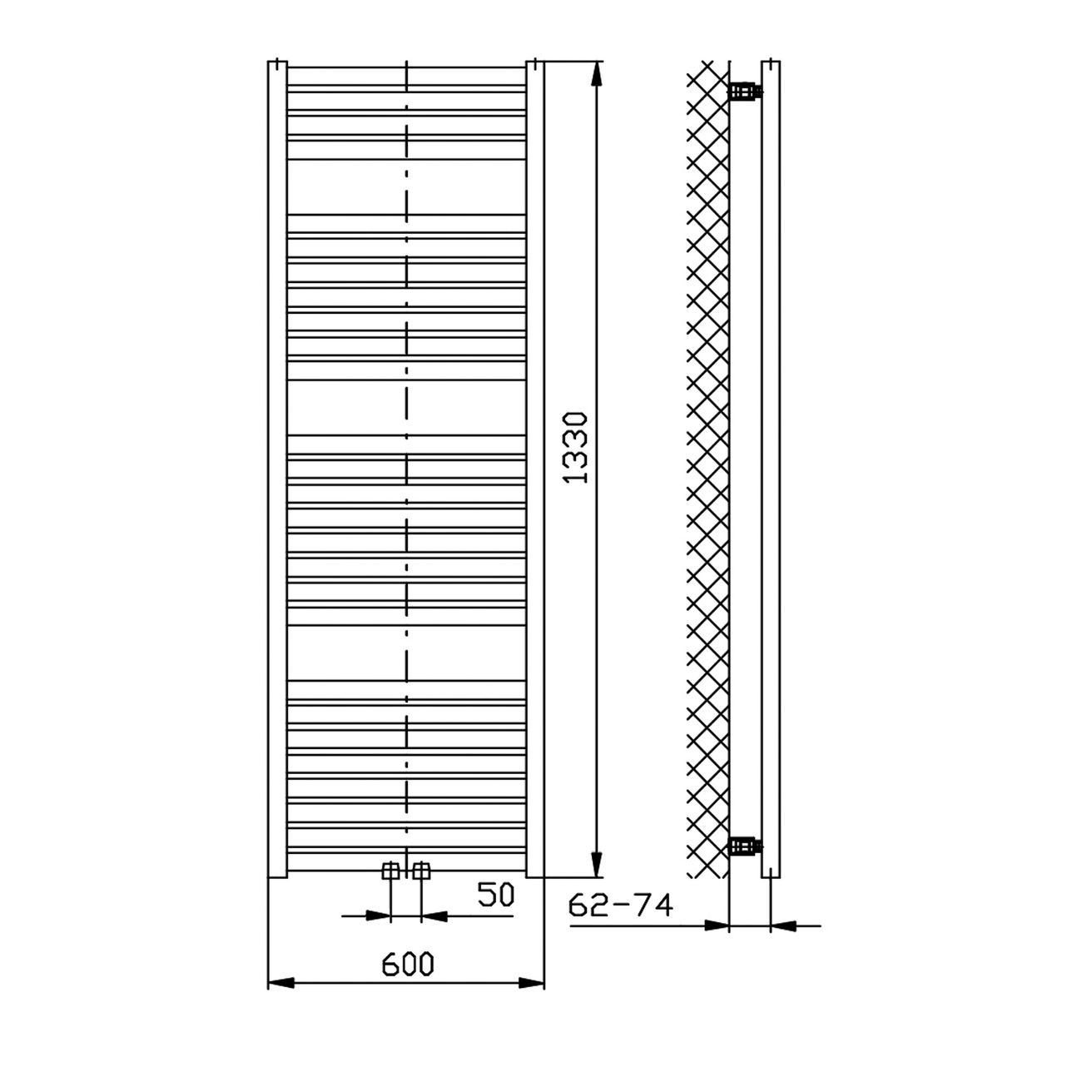 Sapho Tondi DT480T Radiátor kombinovaný, 60x133cm, biely - galéria #5