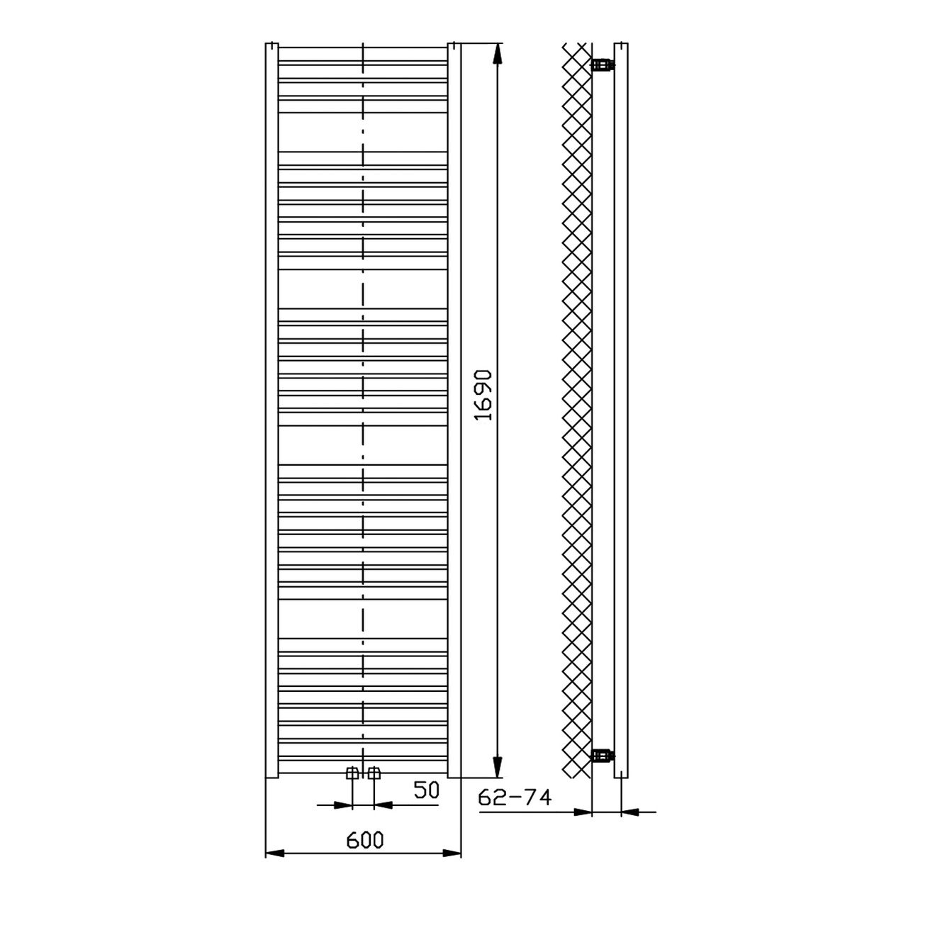 Sapho Tondi DT490T Radiátor kombinovaný, 60x169cm, biely - galéria #5