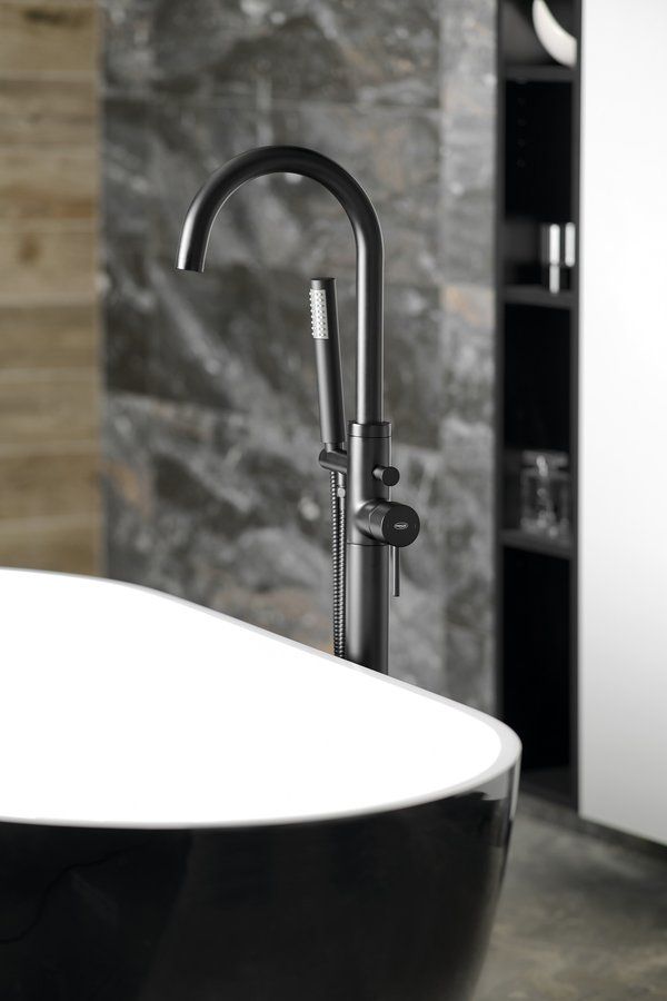 Aqualine Ceto Voľne stojaca vaňová batéria 117,5 cm, matná čierna BV357B - galéria #1