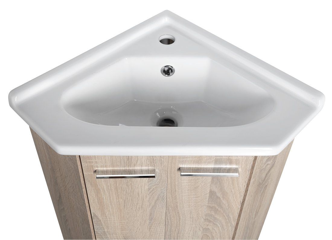 Aqualine Zoja Rohová umývadlová skrinka 39x74x39 cm, dub platina 50344 - galéria #3