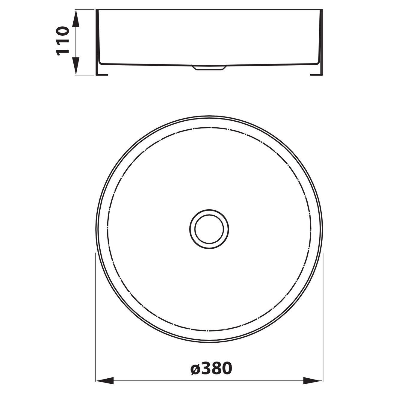 Sapho Aurum Nerezové okrúhle umývadlo, priemer 38 cm, vrátane odtoku, brúsená nerezová oceľ AU401 - galéria #2