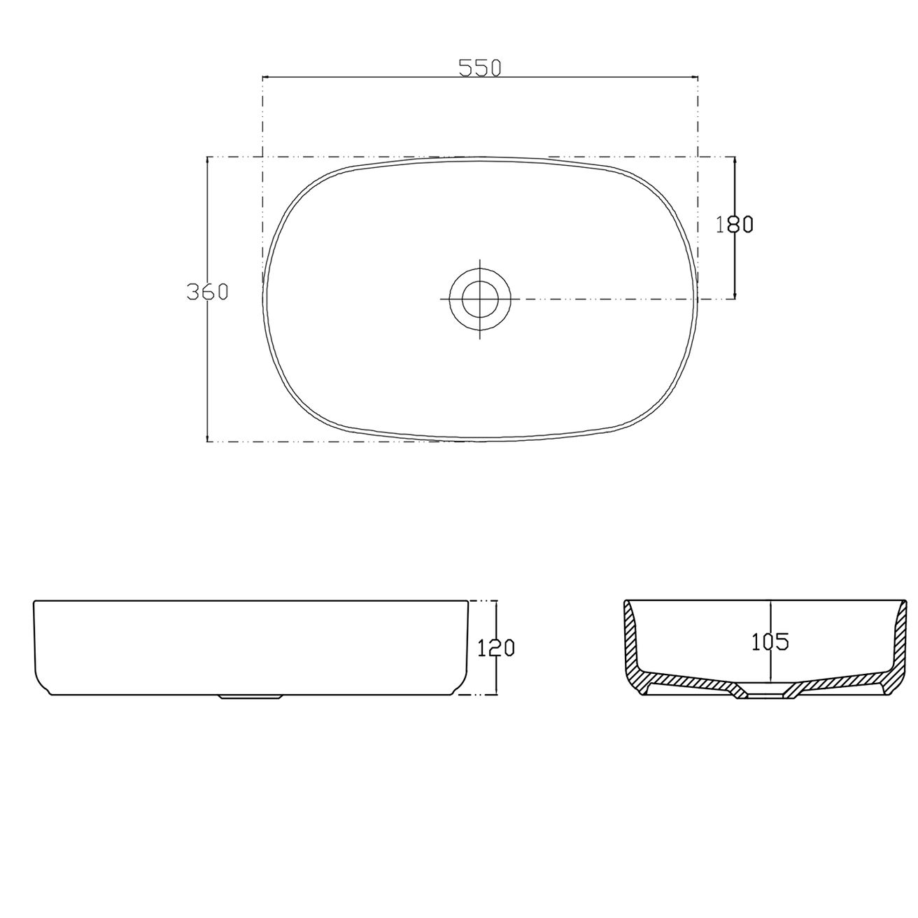 Isvea Infinity Umývadlo na dosku 55 x 36 cm, bordová červená 10NF65055-2R - galéria #1