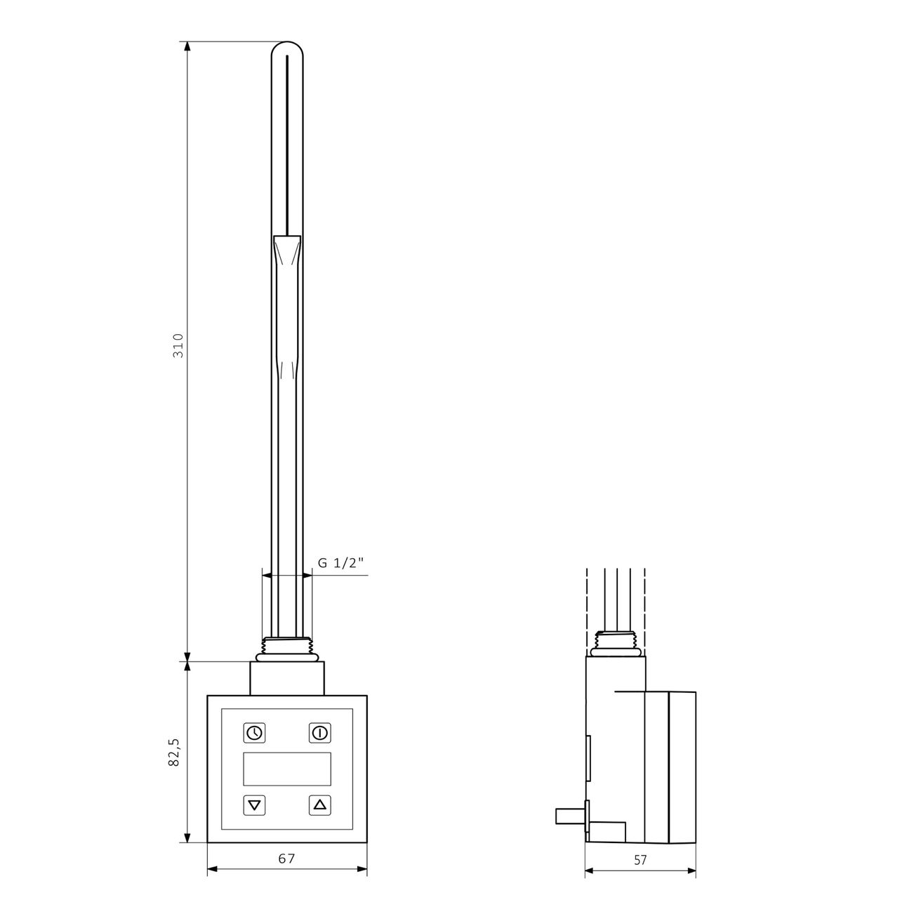 Sapho KTX-B-300 Vykurovacia tyč s termostatom 300 W, matná čierna - galéria #2