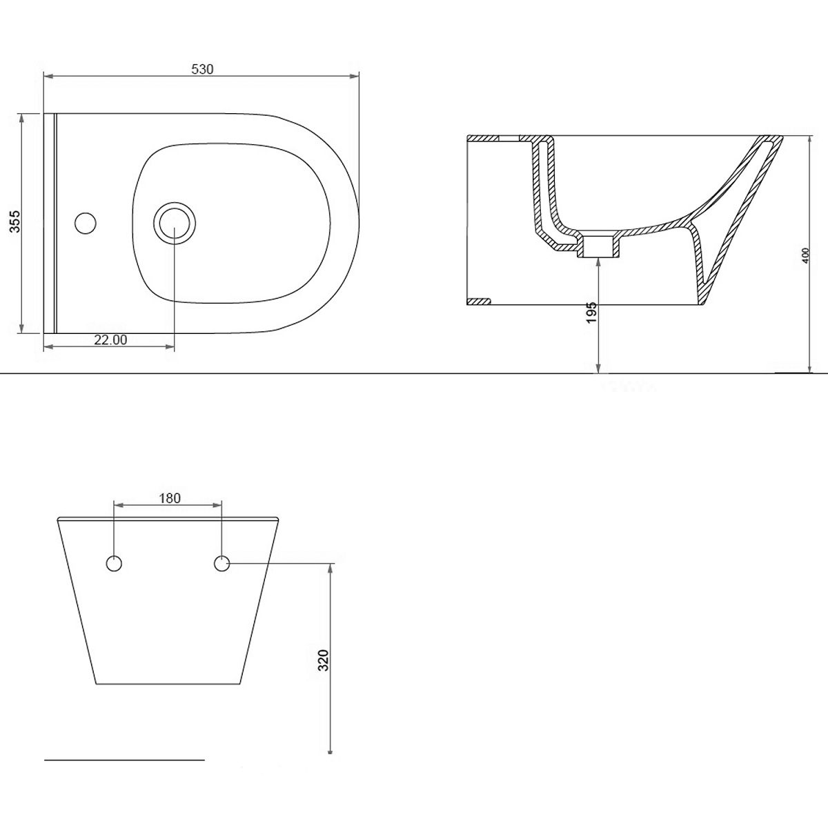 Sapho Avva Závesný bidet, čierny matný 100324-110 - galéria #1
