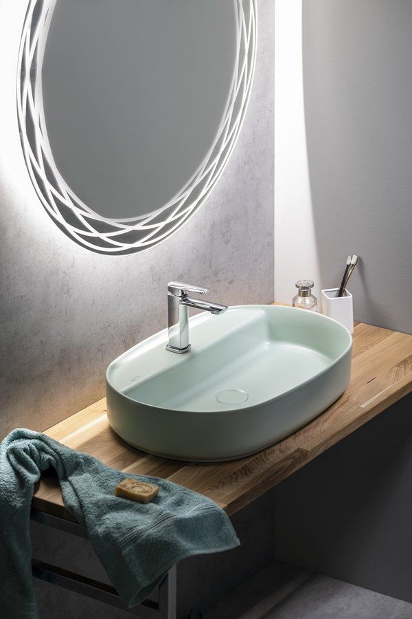 Isvea Infinity Oválne keramické umývadlo na dosku, 60x40 cm, matná zelená mint 10NF65060-2T - galéria #2