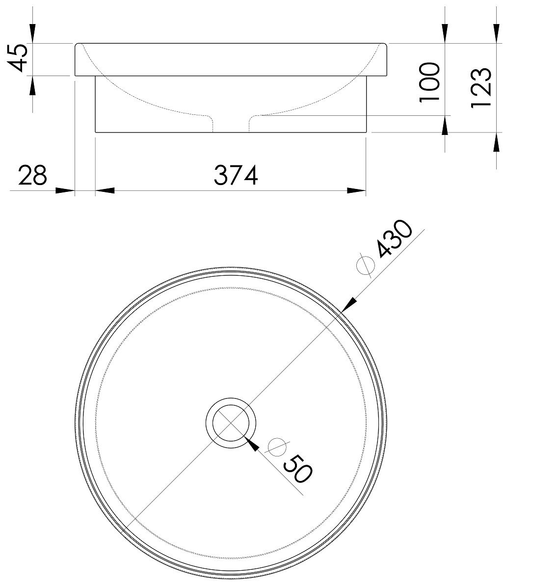 Sapho Keramické zapustené umývadlo 43 cm, biele 3041 - galéria #3
