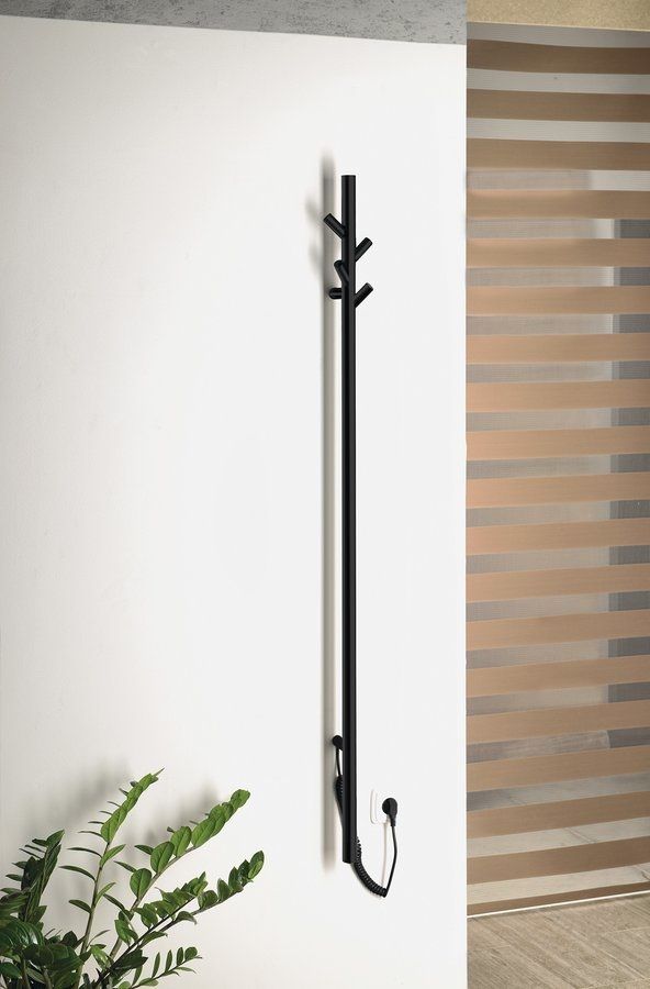 Sapho Pasador ER175BV Elektrický držiak na uteráky, okrúhly, 15x150 cm, 30 W, čierny matný - galéria #1