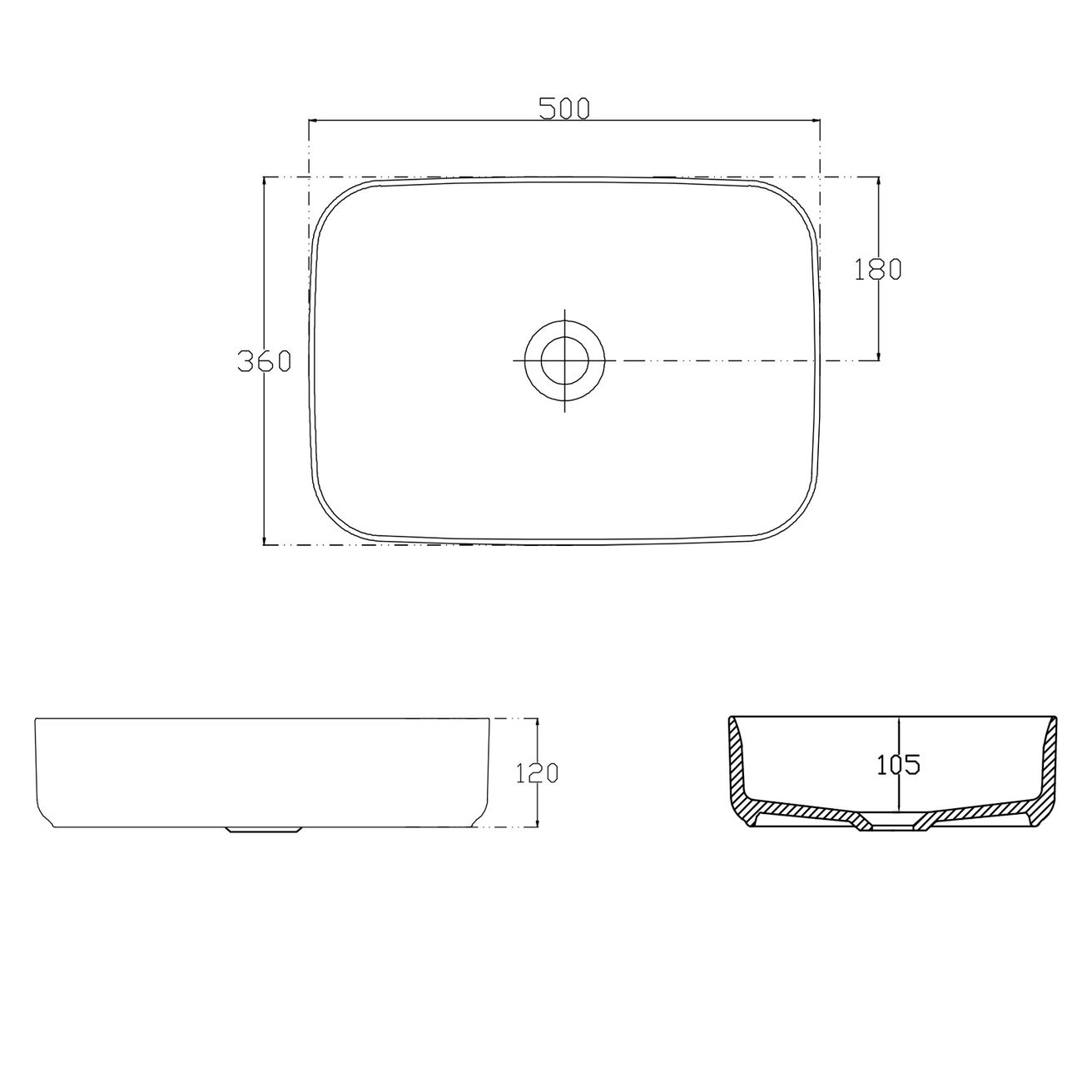 Isvea Infinity Rectangle Umyvadlová mísa 50x36 cm, matná bílá 10NF65050-2L - galéria #3