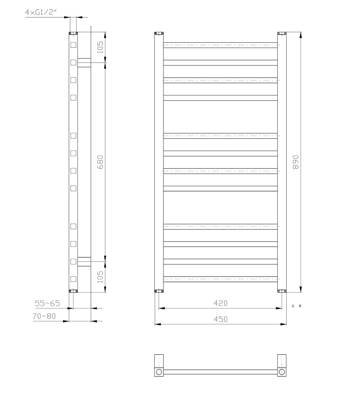 Sapho Metro IR400T Radiátor kombinovaný, 45x89cm,  biely - galéria #5