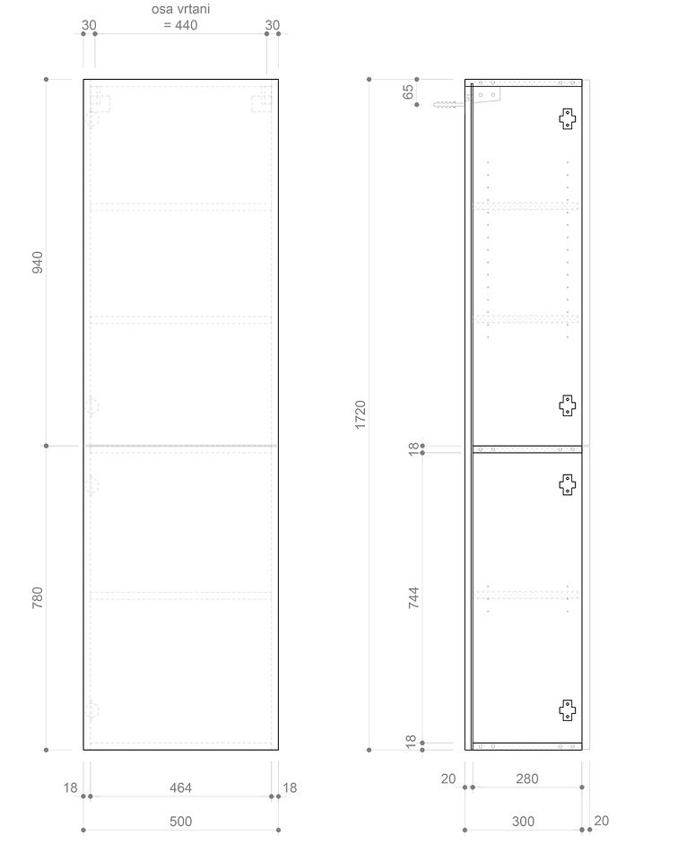 Sapho Espace Vysoká skrinka 50 x 172 cm, pás/dub alabama ESC450-2322 - galéria #2