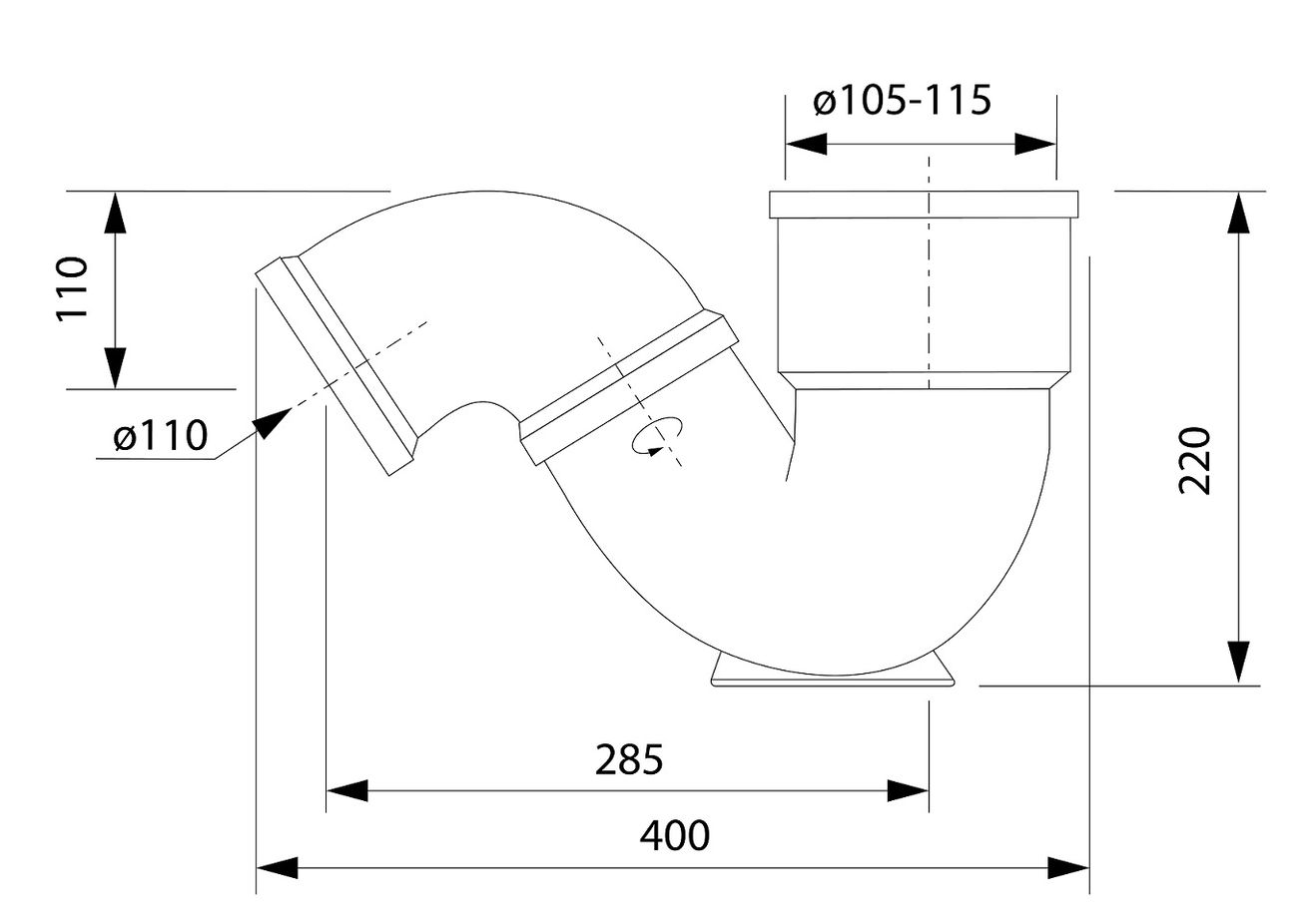 Aqualine Násuvný sifón, DN110 mm TU588 - galéria #1