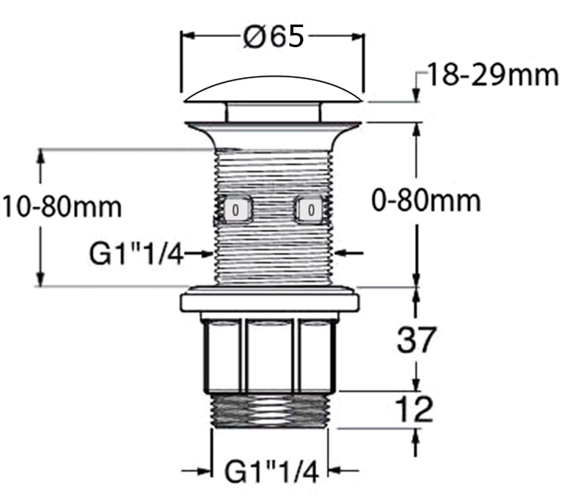 Sapho Formigo Umývadla výpusť  Click-clack 5/4„, antracitová FG916 - galéria #2