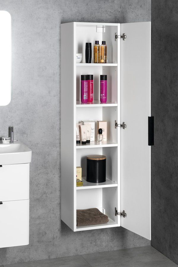 Aqualine Deneb Vysoká skrinka 31x150x35 cm, ľavá/pravá, biela matná DN180 - galéria #3