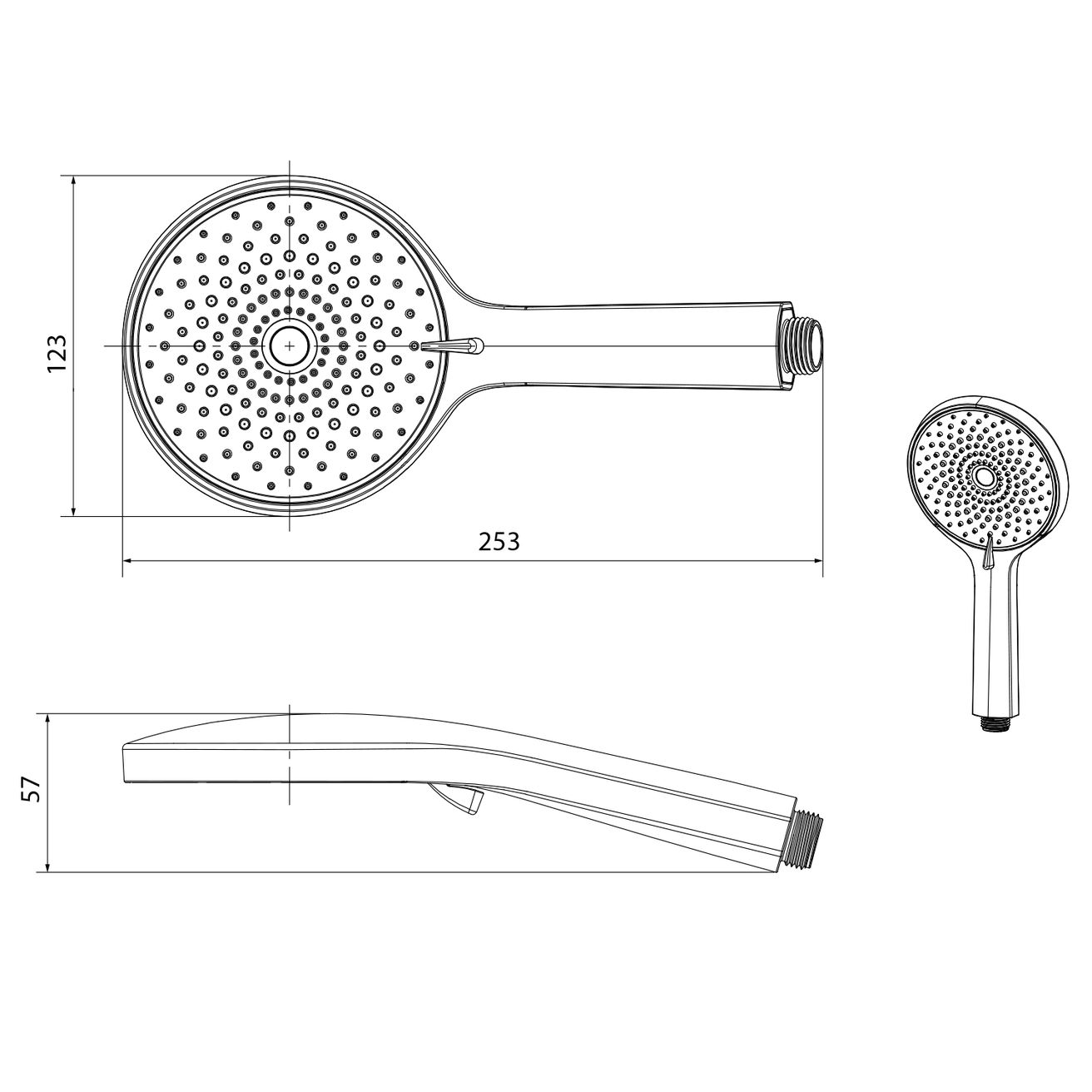 Ručná masážna sprcha Sapho 12,3 mm, 4 režimy, čierna matná 1204-10B - galéria #1