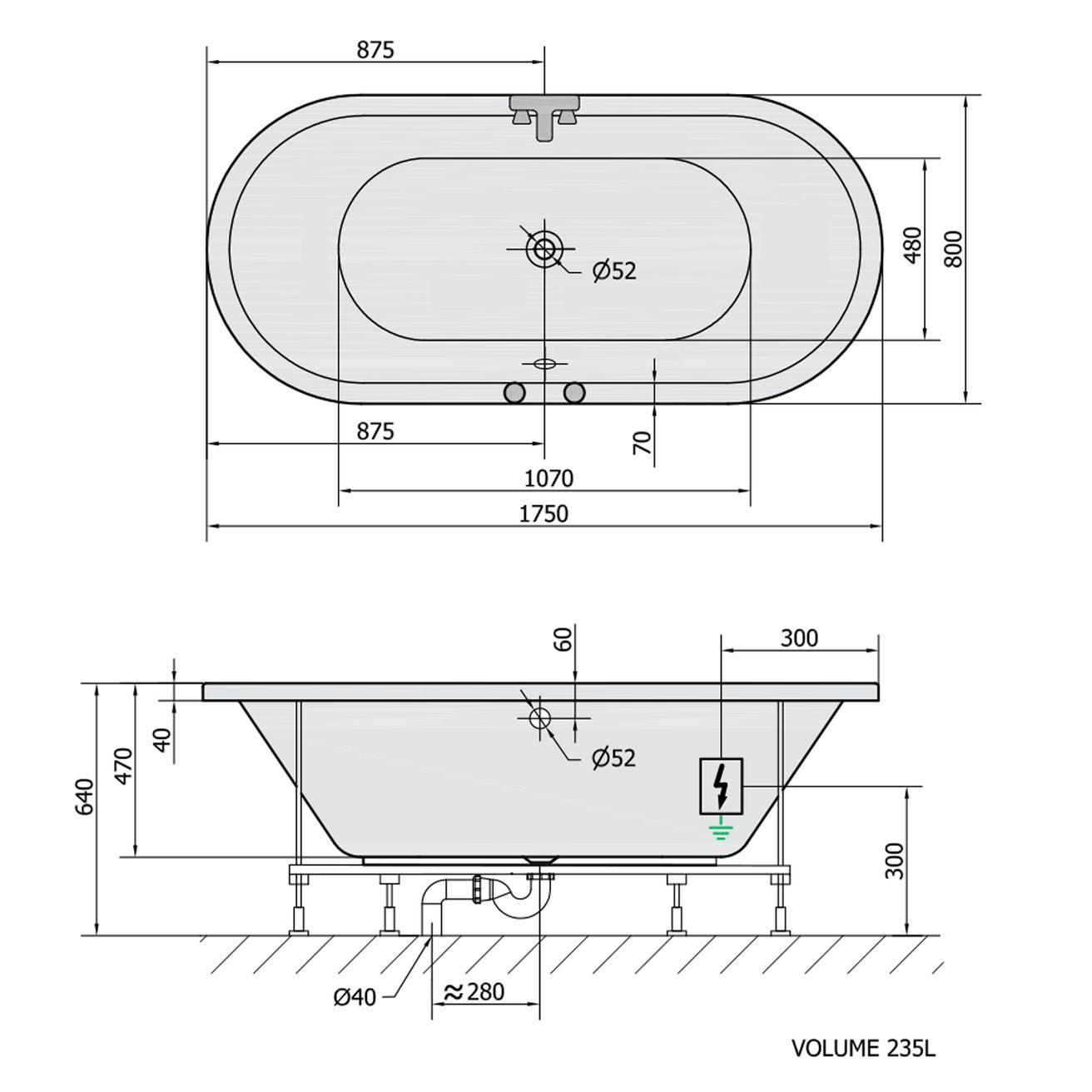 Polysan Viva O Hydromasážna vaňa 175x80x47 cm, Attraction Hydro-Air, biela 79119.4010 - galéria #2