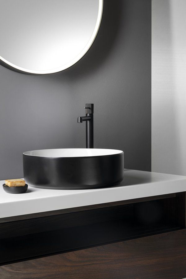 Sapho Fiastra Okrúhle umývadlo 40 cm, biele/matná čierna FT801B - galéria #3