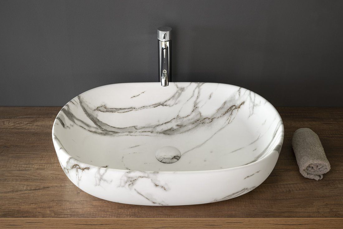 Sapho Caleo Umývadlo 60x42cm, bianco carrara CA590BC - galéria #4