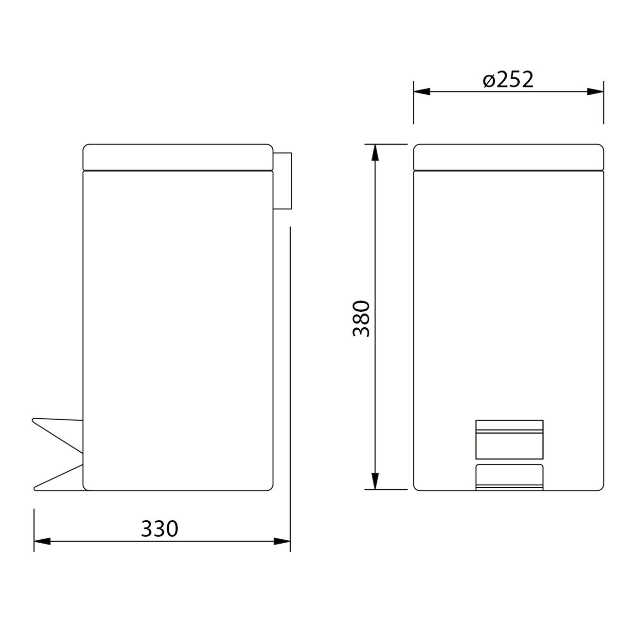 Aqualine Simple Line Odpadkový kôš 12 l, matná čierna 26112 - galéria #1