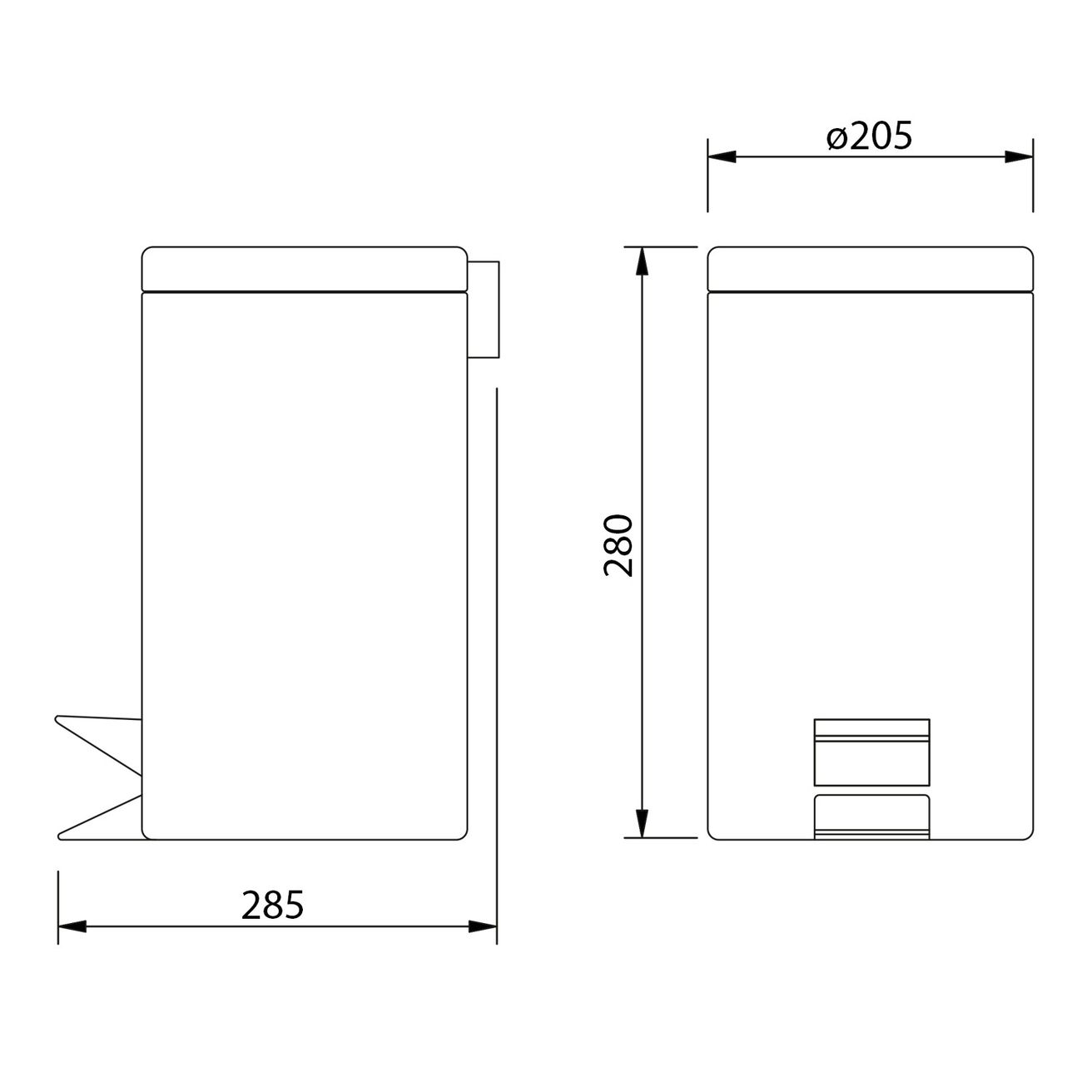 Aqualine Simple Line Odpadkový kôš 5 l, matná čierna 26105 - galéria #1