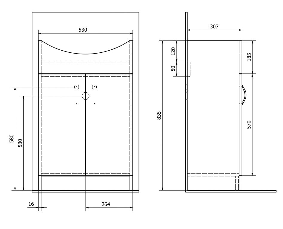 Aqualine Simplex Eco Skříňka s umyvadlem 60 x 87 cm, bílá mat SIME600 - galéria #6