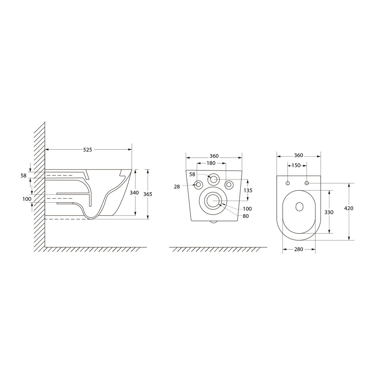 Aqualine Denica WC závesné, Vortex Rimless, biela PS8512 - galéria #6