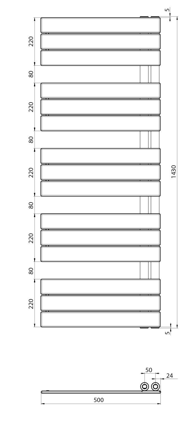 Sapho Mythos LLM514B Radiátor kombinovaný, 50x143 cm, černá mat - galéria #5