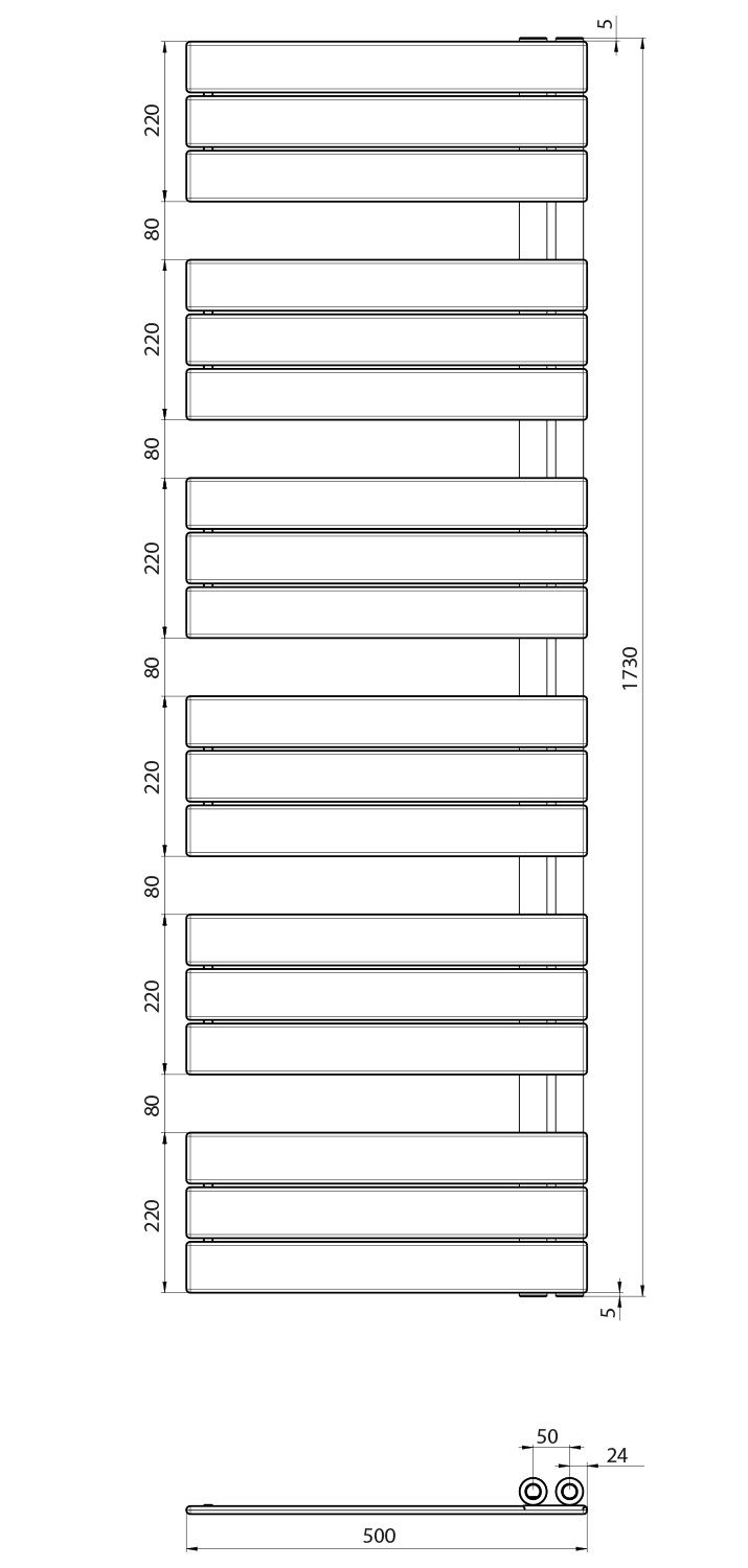 Sapho Mythos LLM517B Radiátor kombinovaný, 50x173 cm, černá mat - galéria #5