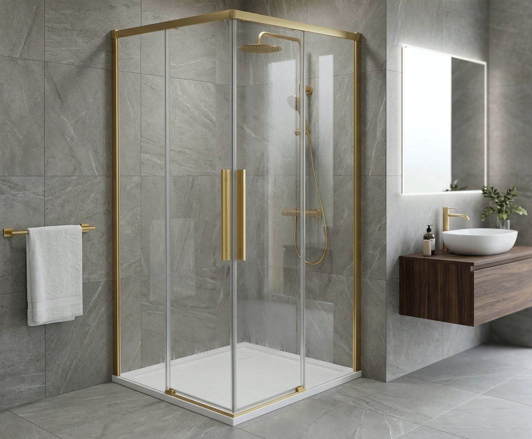 Gelco Luxor Gold Matt Sprchové dveře pro rohový vstup 90 cm, zlatá mat/čiré sklo GU2190G - galéria #5
