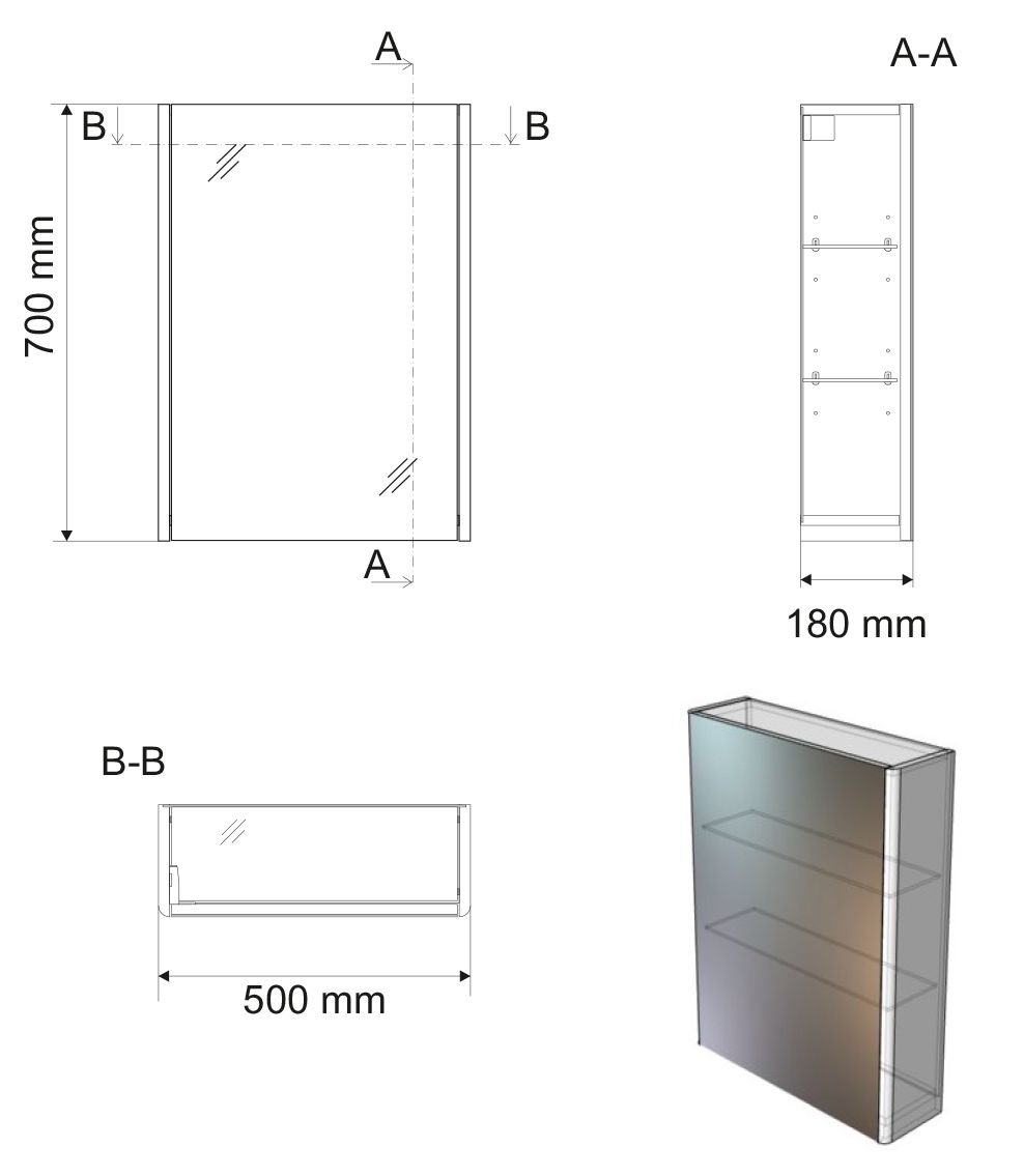 Aqualine Deneb Galerka 50x70x18 cm L/P, bílá mat DN050 - galéria #4
