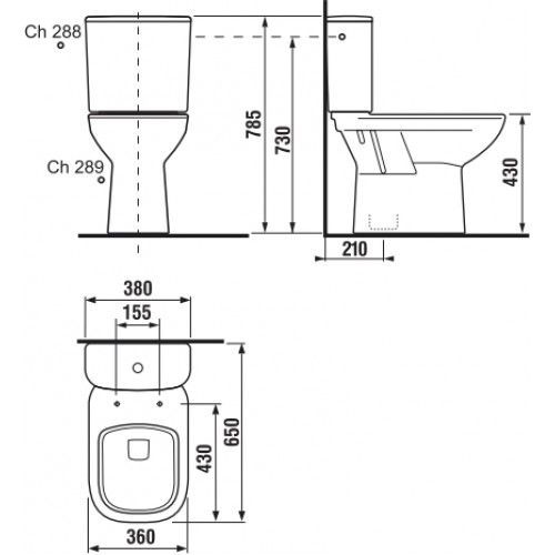 Jika Hlboké WC kombi, spodný odpad, bočné plnenie H8266170002801 - galéria #1