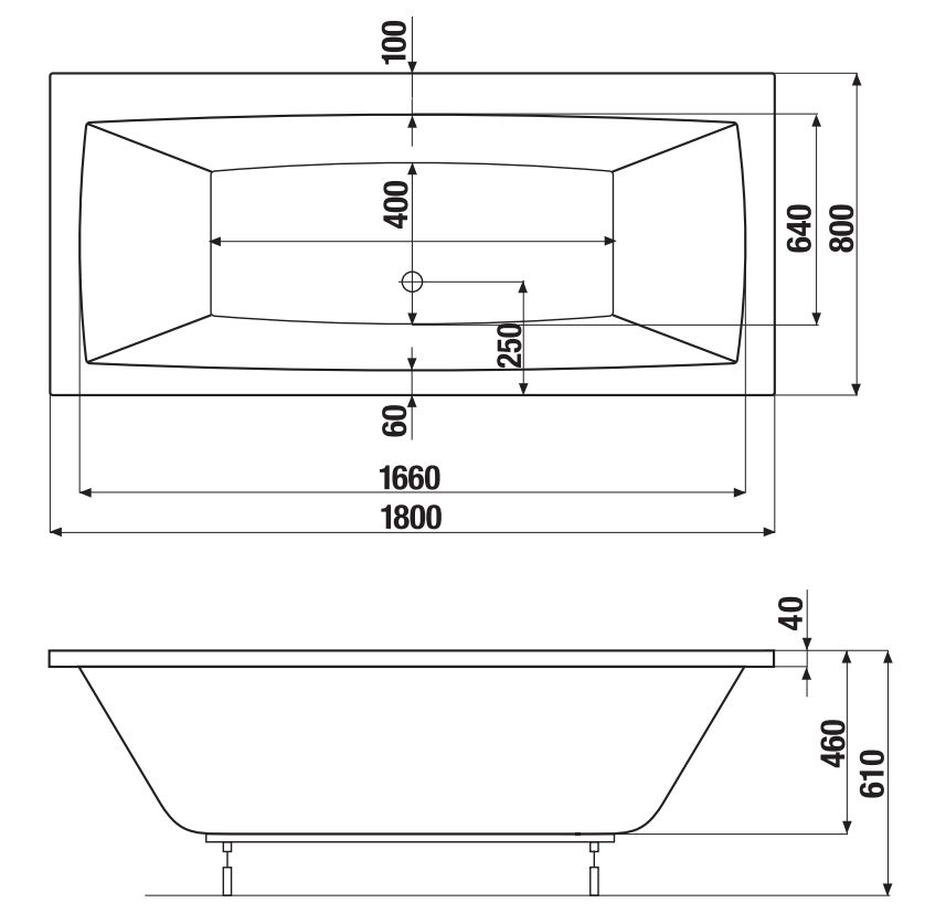Jika Cubito Pure Vaňa 180 x 80 cm, biela 2.2542.0.000.000.1 - galéria #1