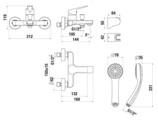 Jika Cubix Vanový set s baterií, chrom H3212I70041311 - galéria #1