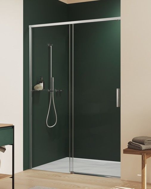 Hüppe Vita Pure Posuvné dvere s koľajničkou, 100 cm, strieborný lesk/čierne sklo VA0004069322 - galéria #2