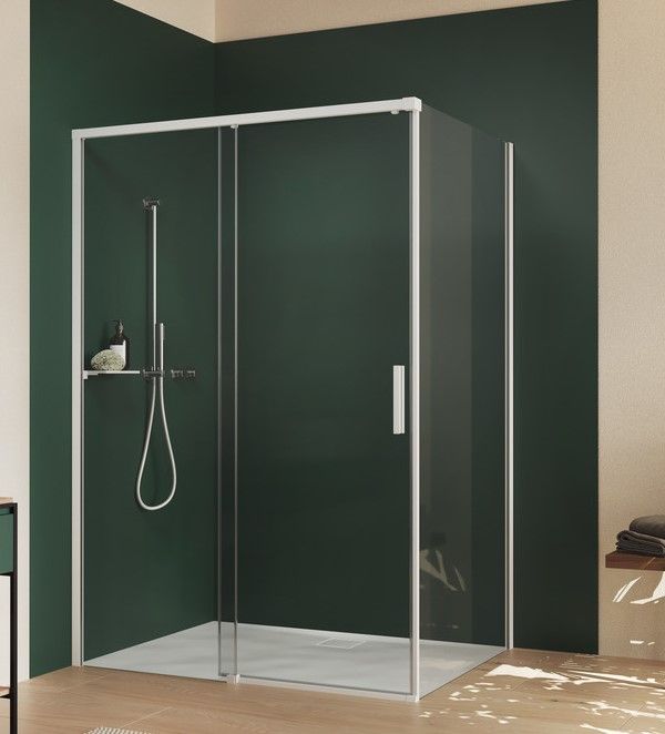 Hüppe Vita Pure Posuvné dvere s koľajničkou, 100 cm, biele/čierne sklo VA0004182322 - galéria #1
