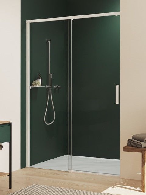 Hüppe Vita Pure Posuvné dvere s koľajničkou, 140 cm, biele/čierne sklo VA0006182322 - galéria #2