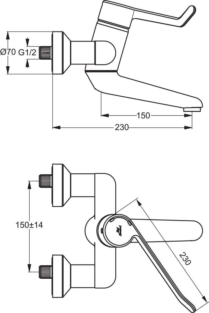 Ideal Standard Bezpečnostná nástenná umývadlová batéria CeraPlus B8223AA - galéria #1