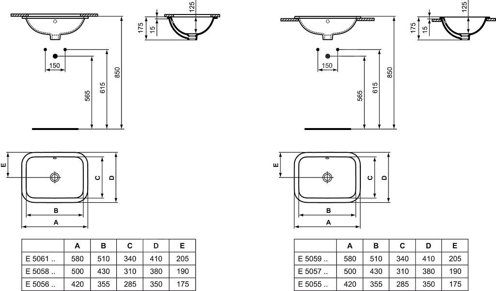 Ideal Standard Connect Podomietkové umývadlo obdĺžnik 50 cm E505801 - galéria #1