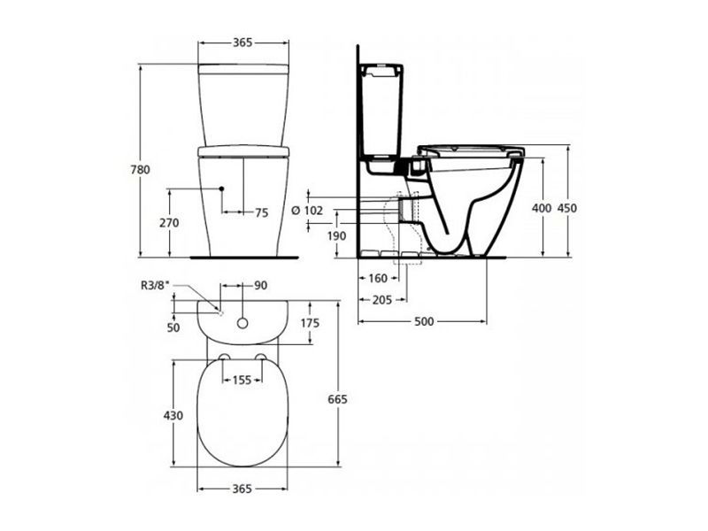 Ideal Standard Connect Tank Arc 3/6 l, biely E785601 - galéria #1