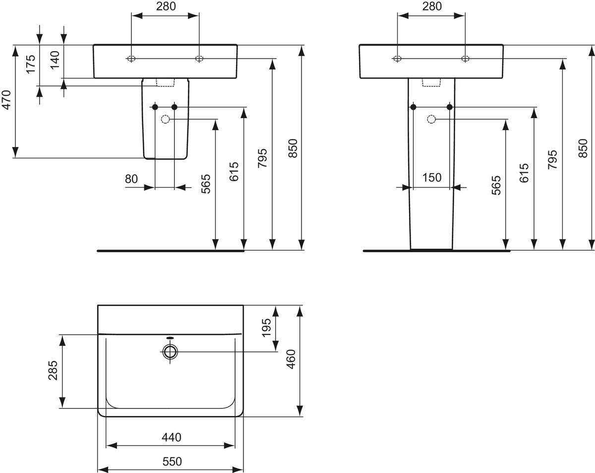 Ideal Standard Connect Umývadlo 55 cm, s prepadom, bez otvoru pre batériu E811101 - galéria #1