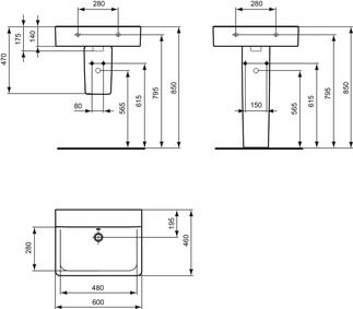 Ideal Standard Connect Umývadlo 60x17,5x46 cm, biele Ideal plus E8101MA - galéria #1