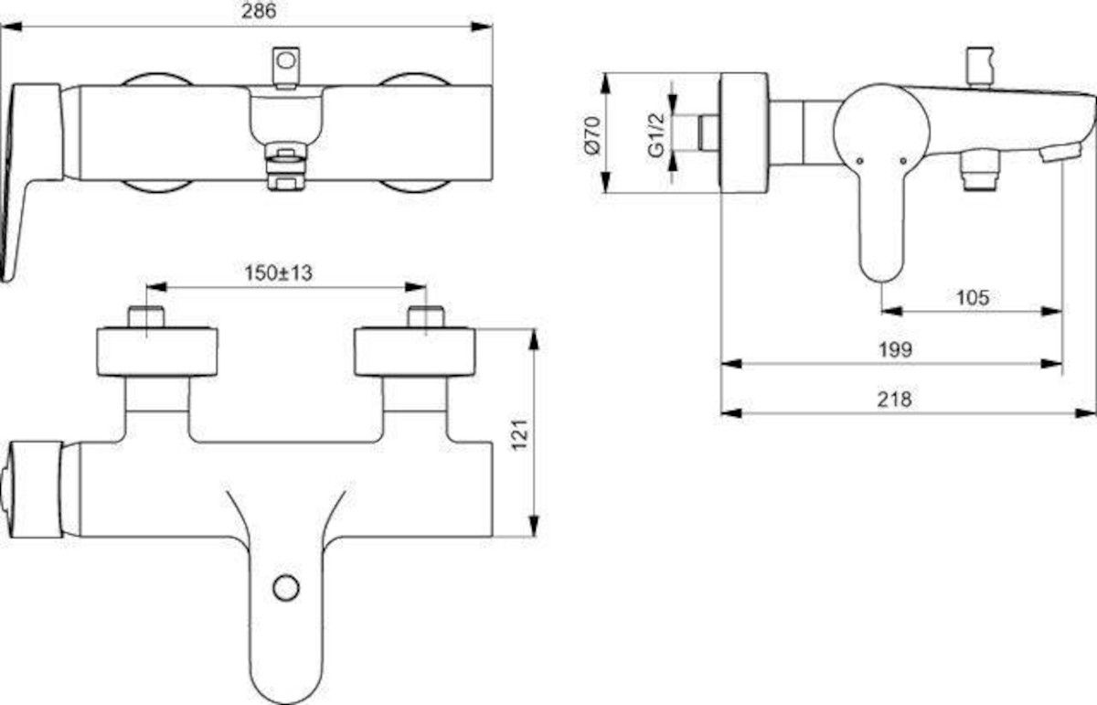 Ideal Standard Connect Blue Páková vanová baterie nástěnná, chrom B9921AA - galéria #1