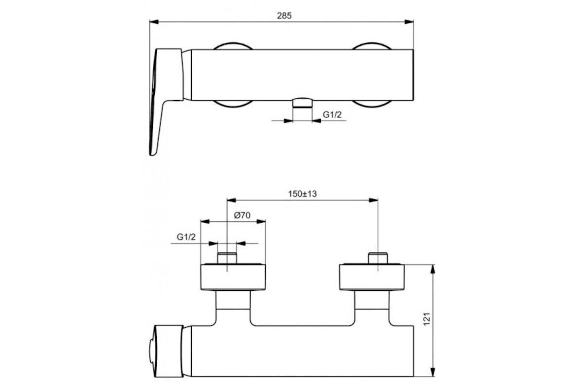 Ideal Standard Connect Blue Nástenná páková sprchová batéria, chróm B9924AA - galéria #1