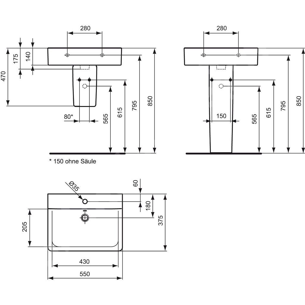 Ideal Standard Connect Space Umývadlo CUBE 55 cm E714001 - galéria #1