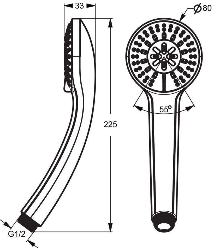 Ideal Standard Idealrain Ručná sprcha S3 80 mm, 3 trysky, chróm B9401AA - galéria #5