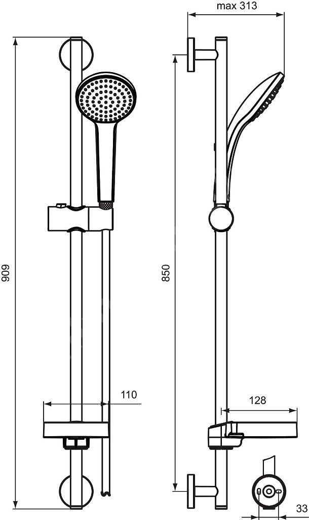 Ideal Standard Idealrain Sprchový set 900 mm M1 s ručnou sprchou 100 mm, 1 prúd, chróm B9414AA - galéria #1