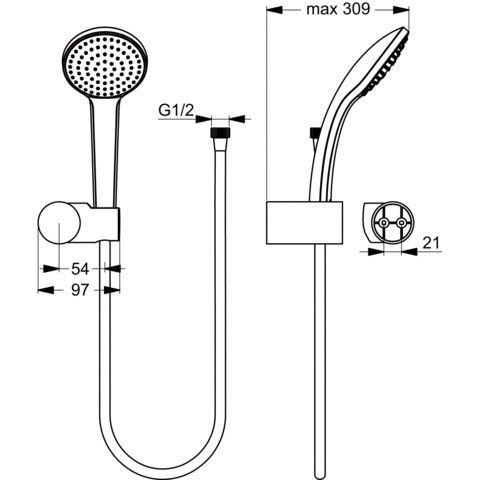 Ideal Standard Idealrain Ručná sprcha M3, 3 trysky B9452AA - galéria #1