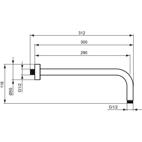 Ideal Standard Idealrain Sprchové rameno 400 mm, chróm B9445AA - galéria #1