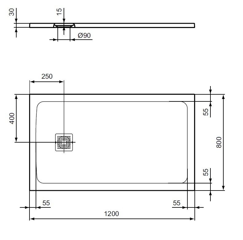 Ideal Standard UltraFlat S+ Sprchová vanička obdĺžniková 120x80x3cm, bez odpadu T5594FR - galéria #4