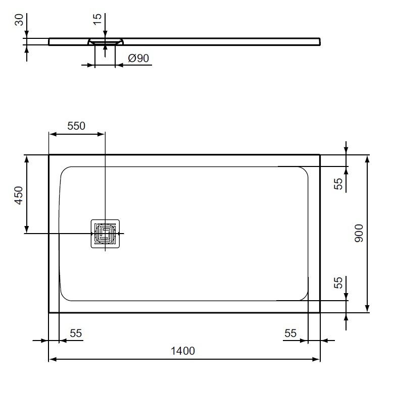 Ideal Standard UltraFlat S+ Sprchová vanička obdĺžniková 140x90x3cm, bez odpadu T5598FT - galéria #4