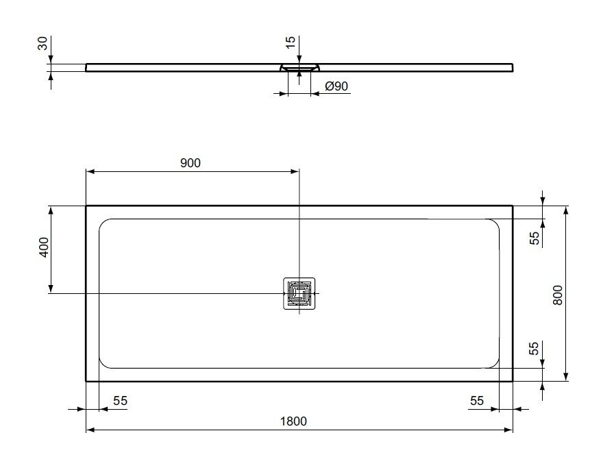 Ideal Standard UltraFlat S+ Sprchová vanička obdĺžniková 180x80x3cm, bez odpadu TE1156 - galéria #4